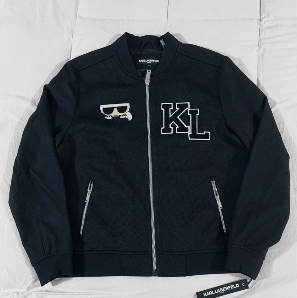 Men's Varsity Mixed Media Jacket XL Karl Lagerfeld